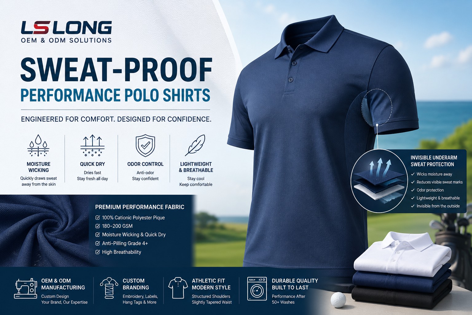 Sweat-Proof Polo Shirts OEM & ODM Solutions: Engineering Performance, Comfort, and Confidence