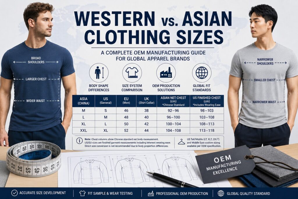 Western vs. Asian Clothing Sizes: A Complete OEM Manufacturing Guide for Global Apparel Brands